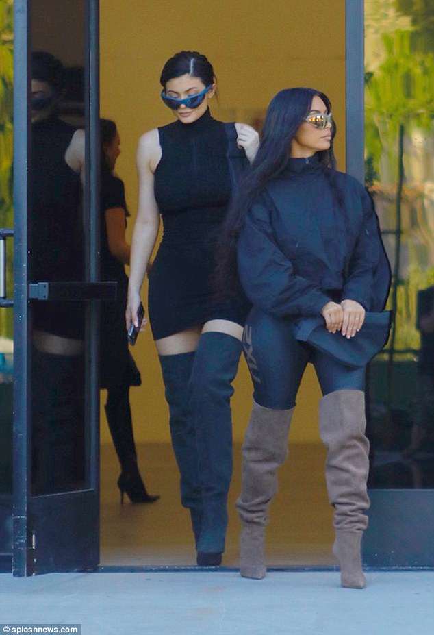 Kim Kardashian and Kylie Jenner stun in spandex Yeezy Outfits